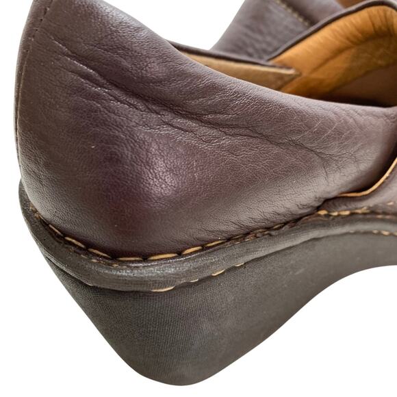 Born Womens Comfort Slip On Clogs Leather Wedge Square Toe Loafers Shoes sz 6 - Picture 15 of 16